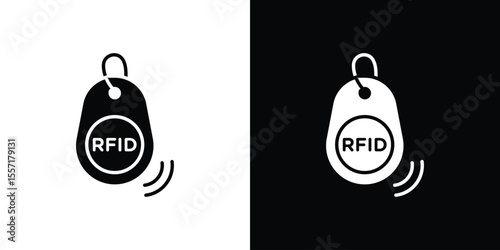 RFID key tag icon. Black Silhouette. Graphic illustration.