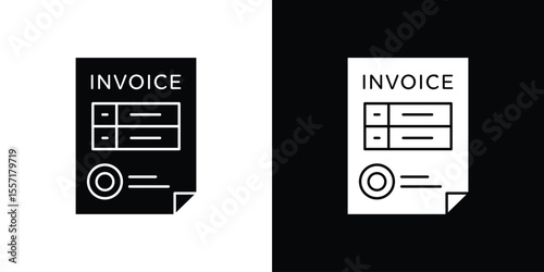 Invoice icon. Black Silhouette. Graphic illustration.