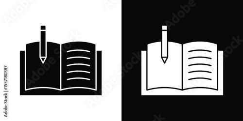 Homework icon. Black Silhouette. Graphic illustration.