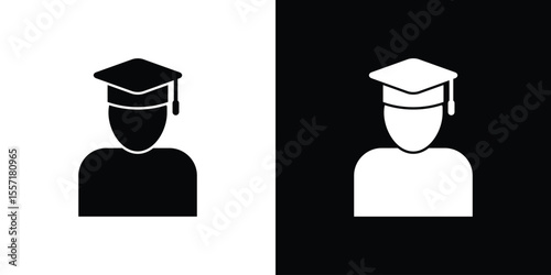Graduated icon. Black Silhouette. Graphic illustration.