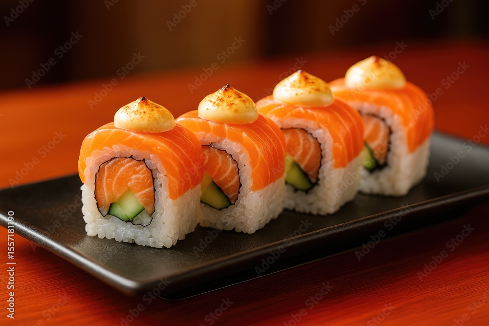 Creamy salmon and mayo sushi roll Creamy salmon and mayo sushi roll