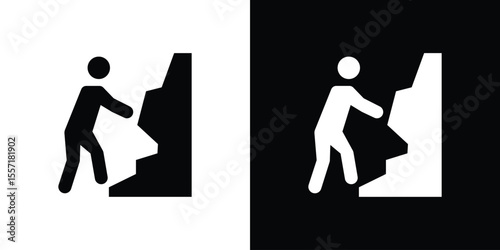 People Climbing icon. Black Silhouette. Graphic illustration.