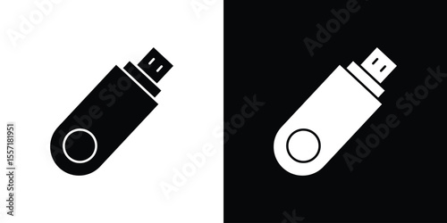 Pendrive icon. Black Silhouette. Graphic illustration.