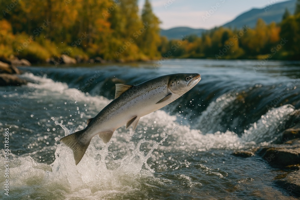 Obraz premium Salmon migration period when fish return from the sea