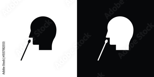 Nasal swab icon. Black Silhouette. Graphic illustration.