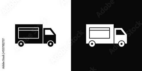 Food truck icon. Black Silhouette. Graphic illustration.