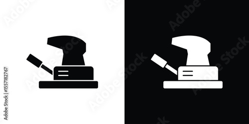 Floor sanding machine icon. Black Silhouette. Graphic illustration.
