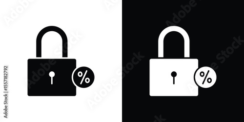 Fixed rate mortgage icon. Black Silhouette. Graphic illustration.