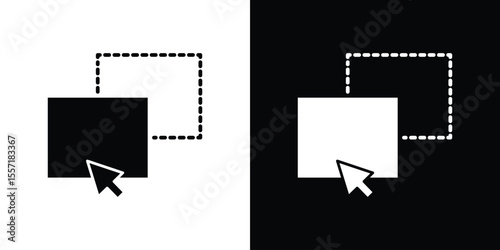 Drag and drop icon. Black Silhouette. Graphic illustration.