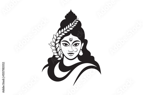 Maa Durga silhouette  vector  illustration