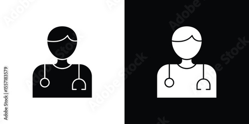 Doctor icon. Black Silhouette. Graphic illustration.