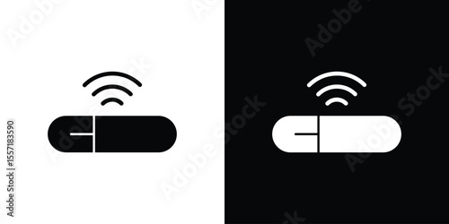 Dog microchip icon. Black Silhouette. Graphic illustration.