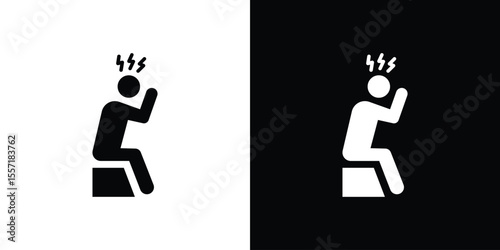 Depression icon. Black Silhouette. Graphic illustration.
