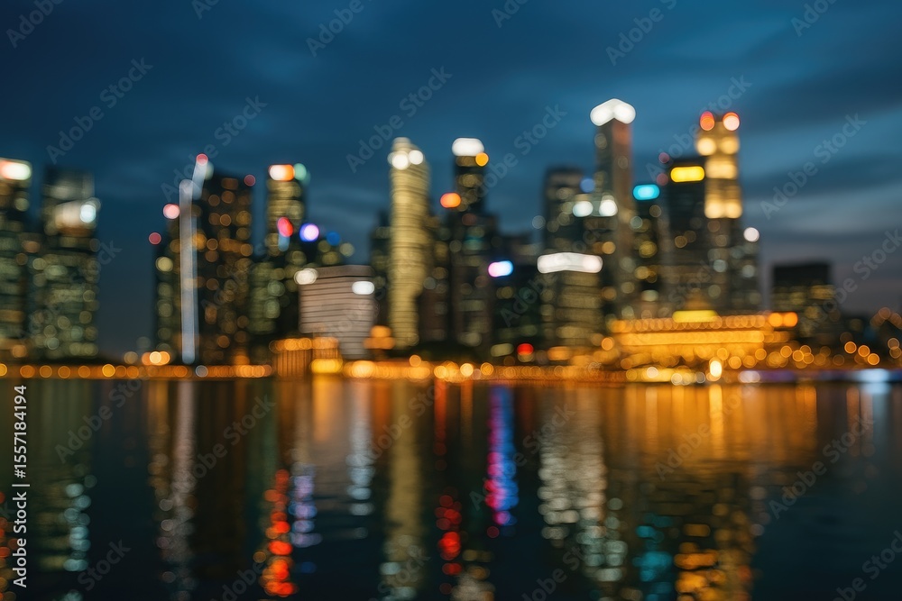 Fototapeta premium Nighttime cityscape with blurred lights and abstract background