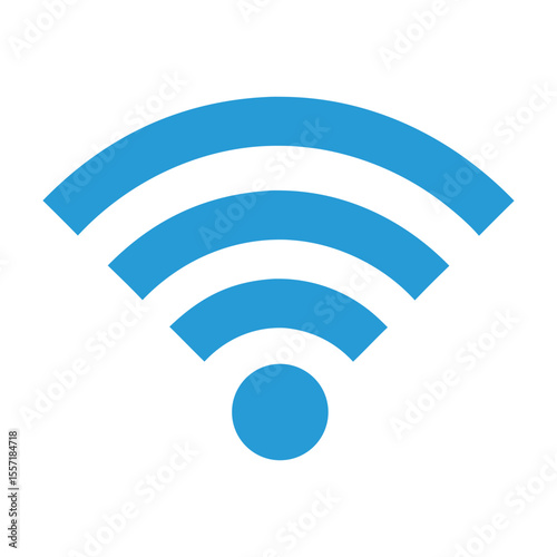 Classic Solid Blue Wi-Fi Symbol Flat Design Vector Illustration - Wireless Connectivity Graphic
