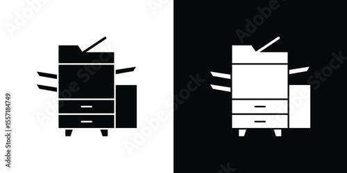 Copier icon. Black Silhouette. Graphic illustration.
