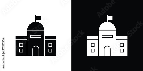City hall icon. Black Silhouette. Graphic illustration.