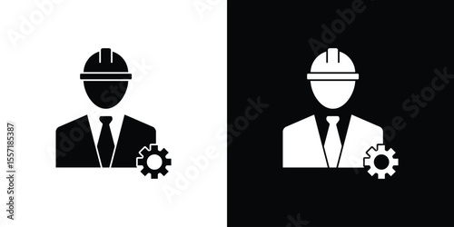 Civil Engineer icon. Black Silhouette. Graphic illustration.
