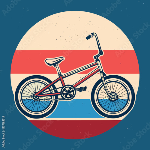 Retro Bicycle Design with Vintage Stripes and Circular Frame Element
