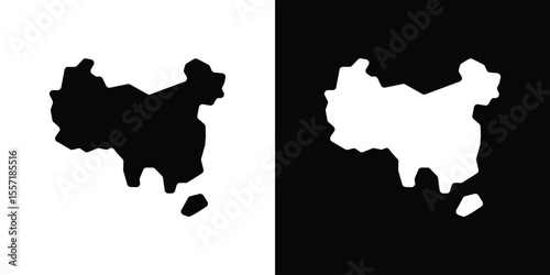 China map icon. Black Silhouette. Graphic illustration.