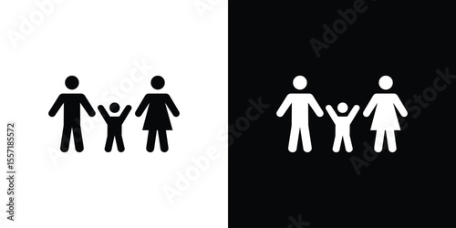 Child custody icon. Black Silhouette. Graphic illustration.