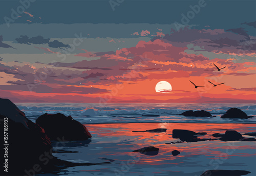 sunrise vector art