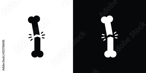 Broken bone icon. Black Silhouette. Graphic illustration.