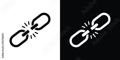 Broken link icon. Black Silhouette. Graphic illustration.