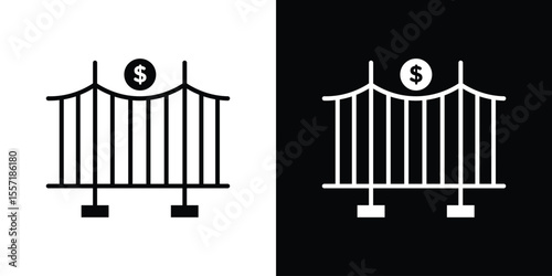 Bridging loan icon. Black Silhouette. Graphic illustration.