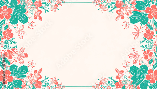 Elegant watercolor floral background with space personalized text and design