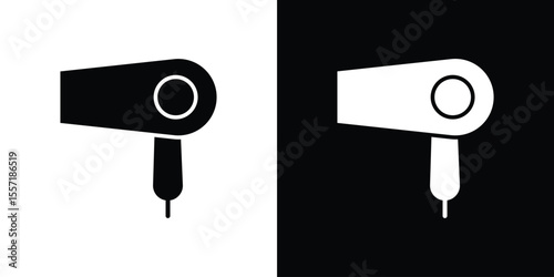 Blow dryer icon. Black Silhouette. Graphic illustration.