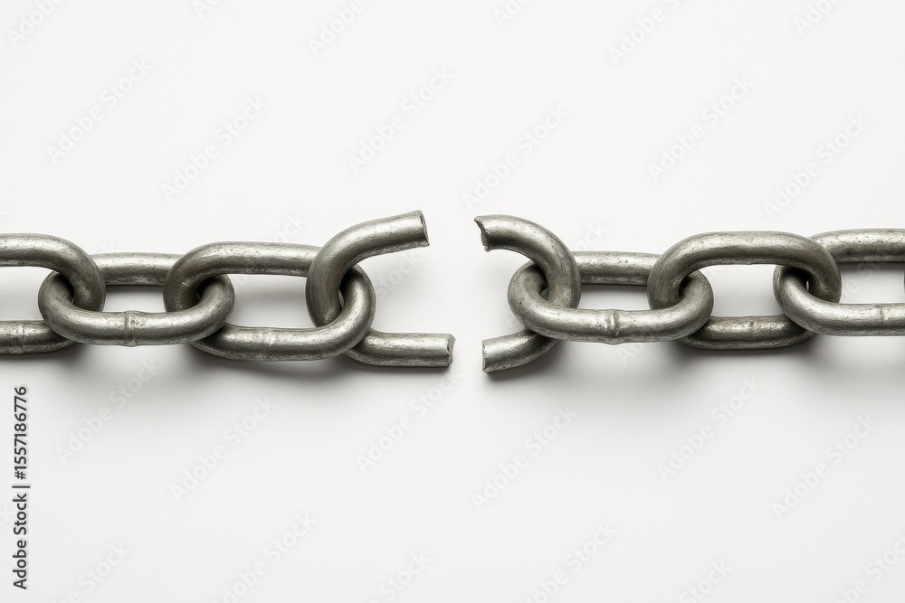 Obraz premium Fragmented link on a plain white backdrop