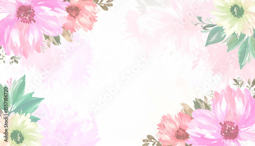 Elegant watercolor floral background with space personalized text and design
