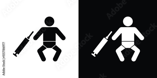 Baby Vaccination icon. Black Silhouette. Graphic illustration.