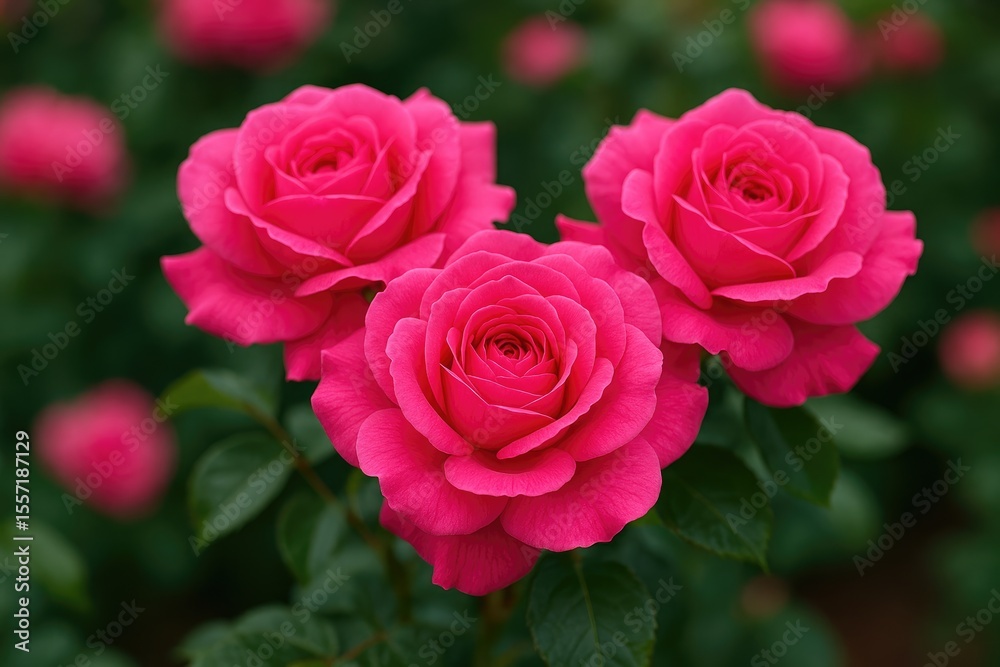 Vivid pink large roses in full bloom Vivid pink large roses in full bloom