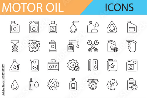Simple Icons for Motor Oil, Lubrication, and Car Service