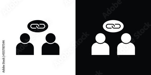 Affiliate link icon. Black Silhouette. Graphic illustration.