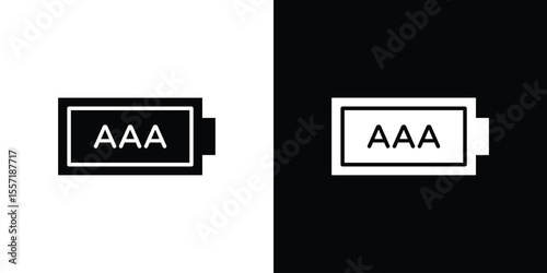 AAA battery icon. Black Silhouette. Graphic illustration.