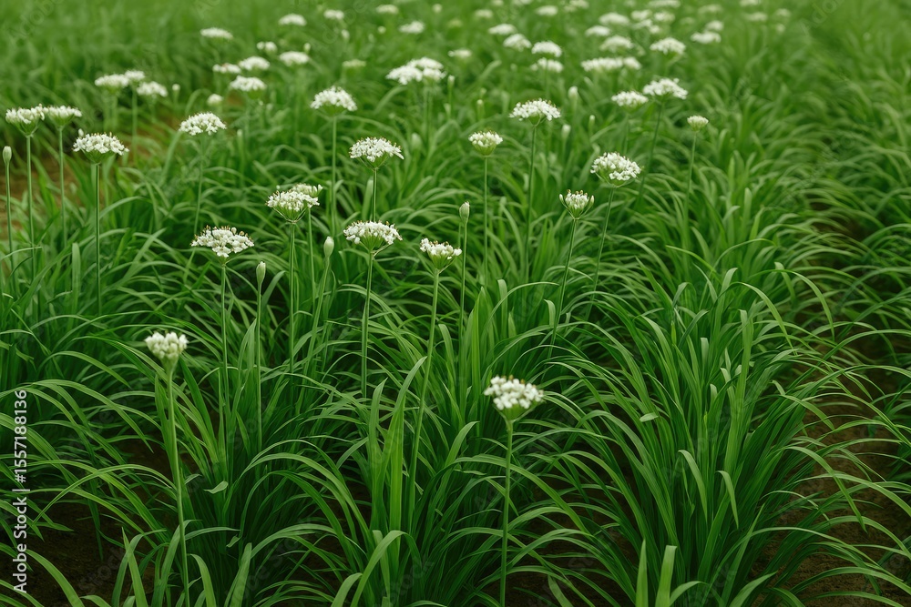 Obraz premium Cultivating Chinese Chives for Harvest
