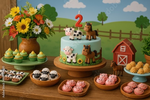 Children's Birthday Celebration with Farm-Inspired Decor and Sweet Treats