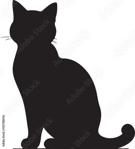 Cute cat silhouette illustration vector .