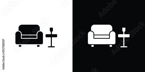 Lounge icon. Black Silhouette. Graphic illustration.