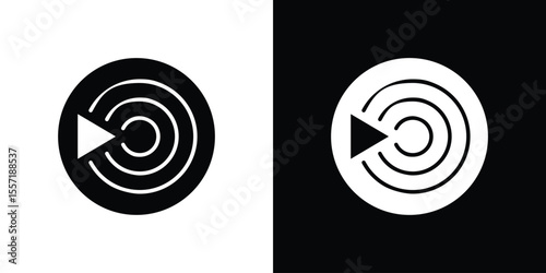 Livestream icon. Black Silhouette. Graphic illustration.