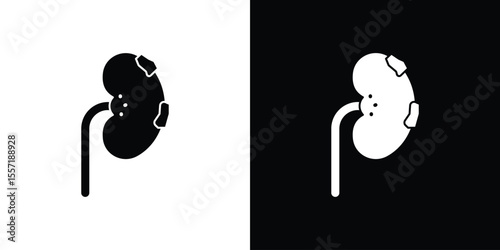 Kidney disease icon. Black Silhouette. Graphic illustration.