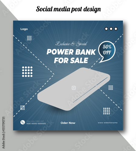 Exclusive and special power bank for sale social media post design template