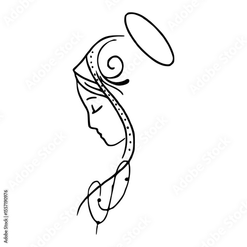 divine feminine line art with swirls