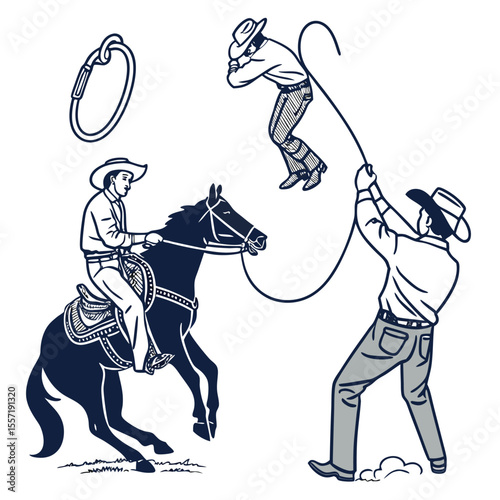 themed vector icons representing cowboy culture 01
