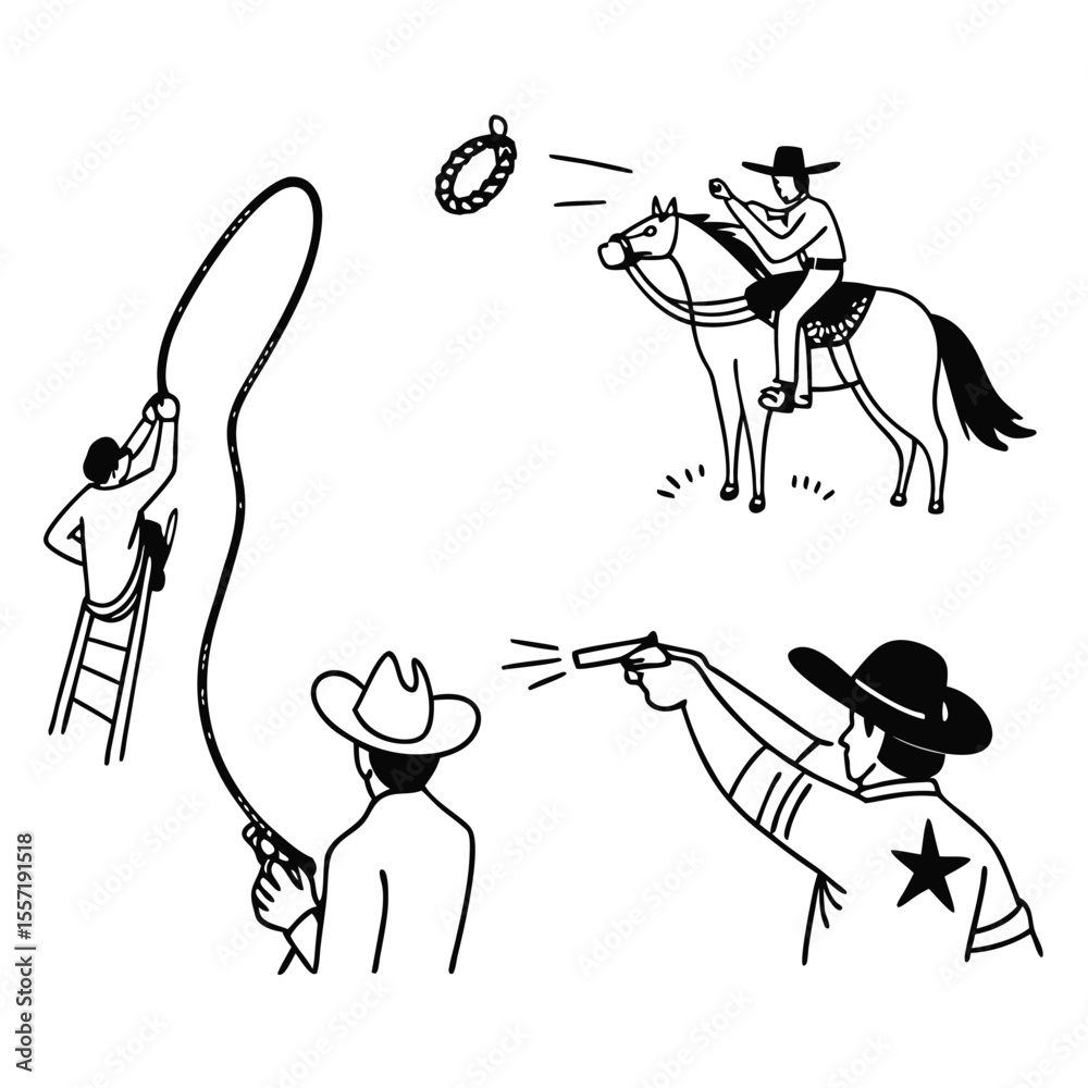 Fototapeta premium themed vector icons representing cowboy culture 01