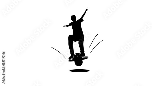 Jumping Pogo Ball, black isolated silhouette