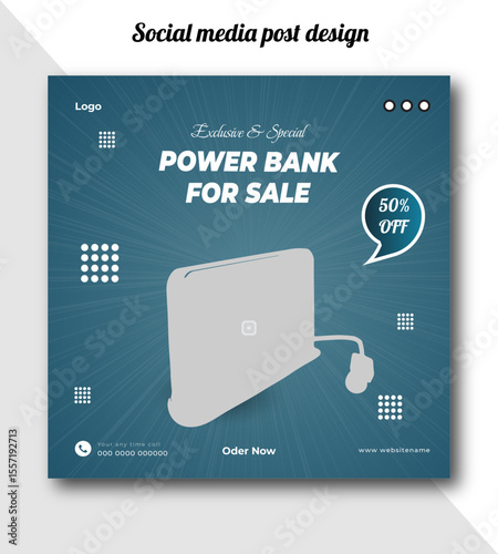 Exclusive and special power bank for sale social media post design template